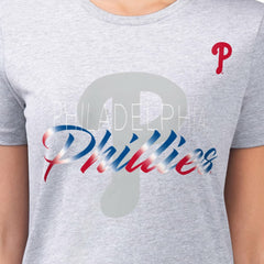 Philadelphia Phillies G-III 4Her by Carl Banks Women's Super-Slim Fit Lightweight Shadow Logo Graphic T-Shirt - Heather Gray - MLB Lifestyle