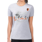 Baltimore Orioles G-III 4Her by Carl Banks Women's Super-Slim Fit Lightweight Shadow Logo Graphic T-Shirt - Heather Gray - MLB Sale