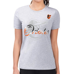Baltimore Orioles G-III 4Her by Carl Banks Women's Super-Slim Fit Lightweight Shadow Logo Graphic T-Shirt - Heather Gray - MLB Sale