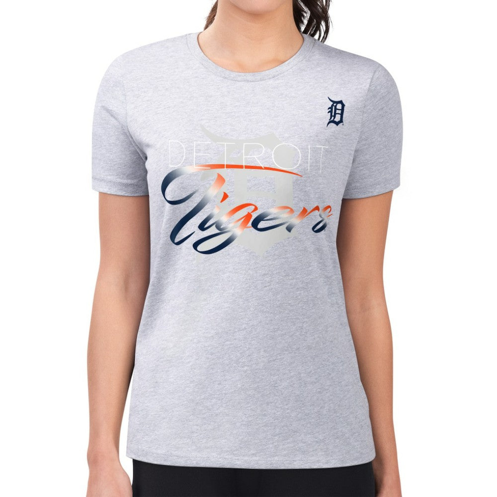 Detroit Tigers G-III 4Her by Carl Banks Women's Super-Slim Fit Lightweight Shadow Logo Graphic T-Shirt - Heather Gray - MLB on Sale