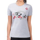 Cincinnati Reds G-III 4Her by Carl Banks Women's Super-Slim Fit Lightweight Shadow Logo Graphic T-Shirt - Heather Gray - MLB Sale
