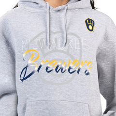 Milwaukee Brewers G-III 4Her by Carl Banks Women's Shadow Logo Graphic Pullover Hoodie - Heather Gray - MLB Sale