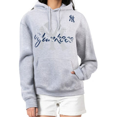 New York Yankees G-III 4Her by Carl Banks Women's Shadow Logo Graphic Pullover Hoodie - Heather Gray - MLB Lifestyle
