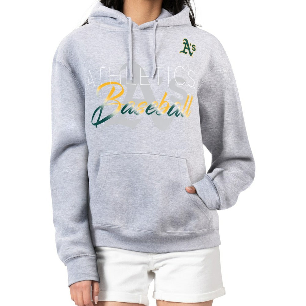 Athletics G-III 4Her by Carl Banks Women's Shadow Logo Graphic Pullover Hoodie - Heather Gray - MLB Discount