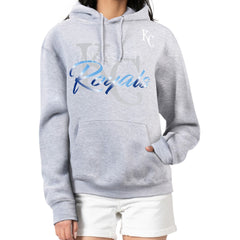 Kansas City Royals G-III 4Her by Carl Banks Women's Shadow Logo Graphic Pullover Hoodie - Heather Gray - MLB Discount