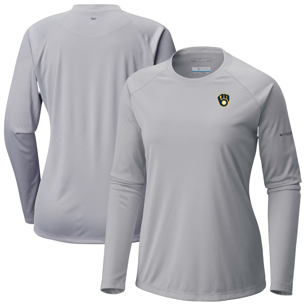 Milwaukee Brewers Columbia Tidal Tee II Long Sleeve T-Shirt - Gray - Columbia on Sale
