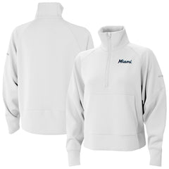 Miami Marlins Columbia Women's Wickhams Hills Raglan Omni-Wick Quarter-Zip Pullover - White - Columbia Lifestyle