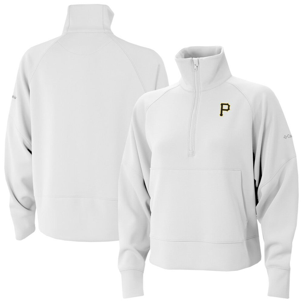 Pittsburgh Pirates Columbia Women's Wickhams Hills Raglan Omni-Wick Quarter-Zip Pullover - White - Columbia Discount