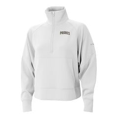 San Diego Padres Columbia Women's Wickhams Hills Raglan Omni-Wick Quarter-Zip Pullover - White - Columbia on Sale