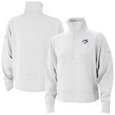 Toronto Blue Jays Columbia Women's Wickhams Hills Raglan Omni-Wick Quarter-Zip Pullover - White - Columbia Sale