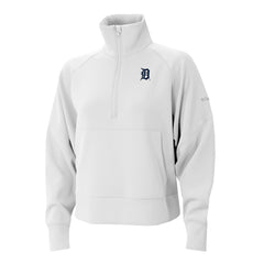 Detroit Tigers Columbia Women's Wickhams Hills Raglan Omni-Wick Quarter-Zip Pullover - White - Columbia Discount