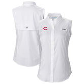 Cincinnati Reds Columbia Women's Tamiami Sleeveless Shirt - White - Columbia Online