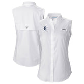 Detroit Tigers Columbia Women's Tamiami Sleeveless Shirt - White - Columbia Sale
