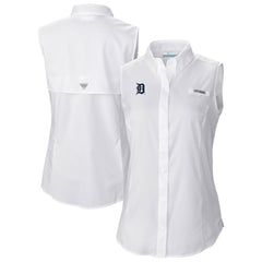Detroit Tigers Columbia Women's Tamiami Sleeveless Shirt - White - Columbia Sale