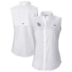 Tampa Bay Rays Columbia Women's Tamiami Sleeveless Shirt - White - Columbia on Sale