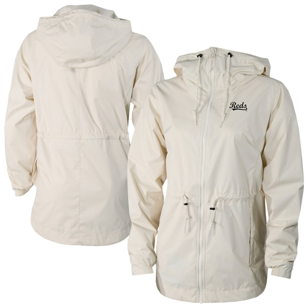 Cincinnati Reds Columbia Women's Lily Park Full-Zip Rain Jacket - Cream - Columbia Discount