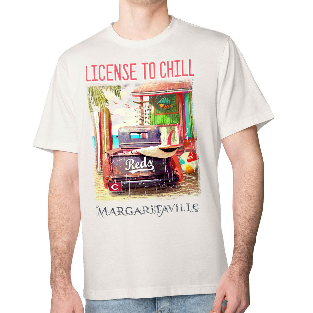 Cincinnati Reds Margaritaville License to Chill T-Shirt - Cream - MLB Sale