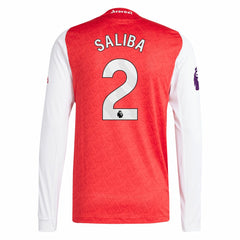William Saliba Arsenal 2025/26 Home Long Sleeve Player Jersey Red - Adidas