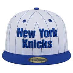 New York Knicks Wordmark Pinstripe 59FIFTY Fitted Hat White | New Era Lifestyle