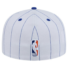 New York Knicks Wordmark Pinstripe 59FIFTY Fitted Hat White | New Era Lifestyle