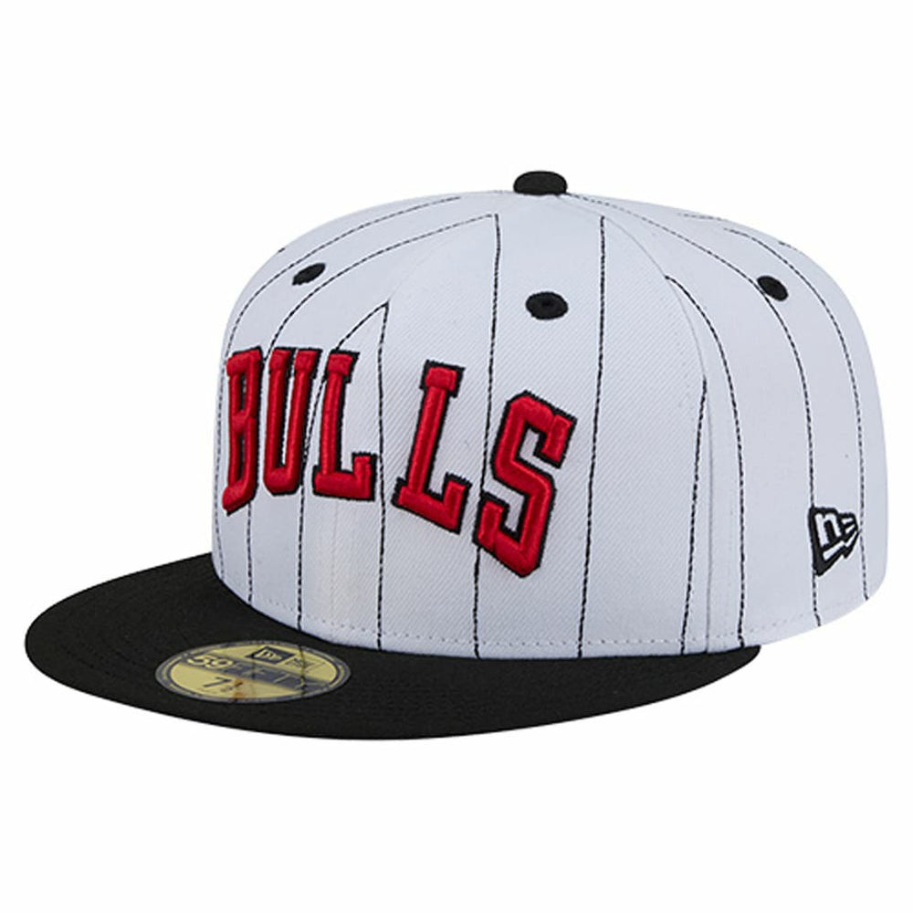 Chicago Bulls Wordmark Pinstripe 59FIFTY Fitted Hat White | New Era discount