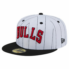 Chicago Bulls Wordmark Pinstripe 59FIFTY Fitted Hat White | New Era discount