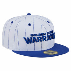 Golden State Warriors Wordmark Pinstripe 59FIFTY Fitted Hat for sale White | New Era online
