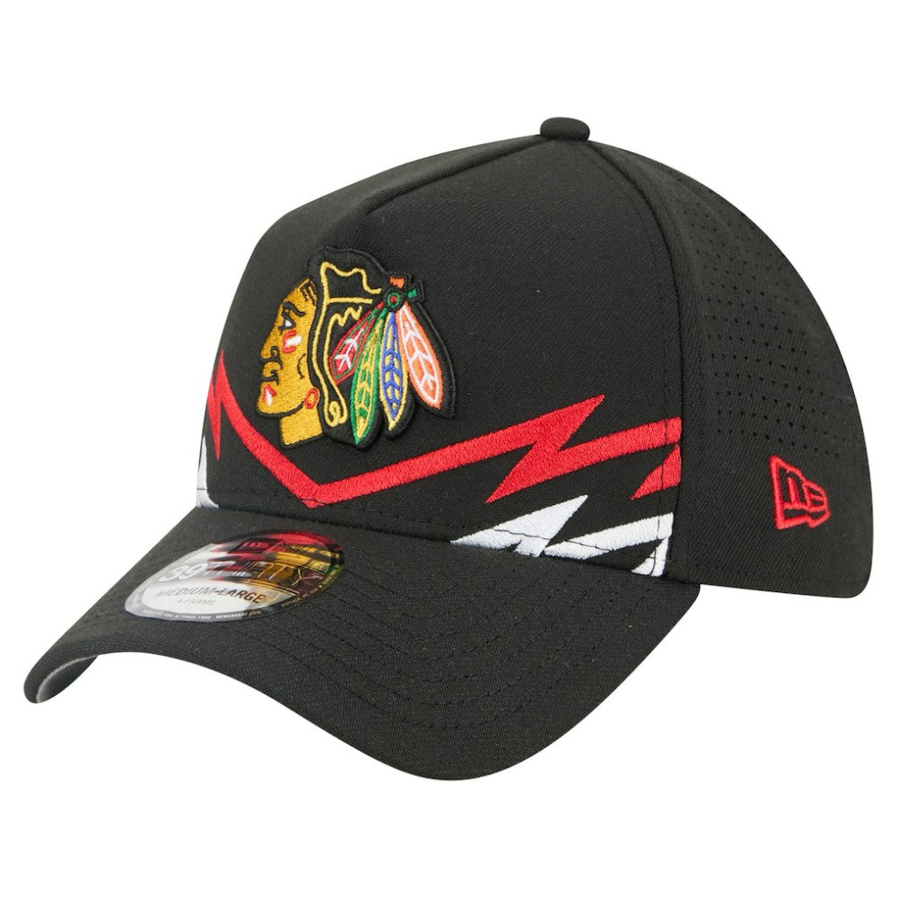 Chicago Blackhawks New Era 39THIRTY A-Frame Perforated Flex Hat - Black - NHL 203126882