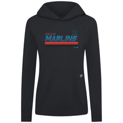 Miami Marlins Levelwear Women's Relay Breaker Pullover Hoodie - Black - MLB Discount