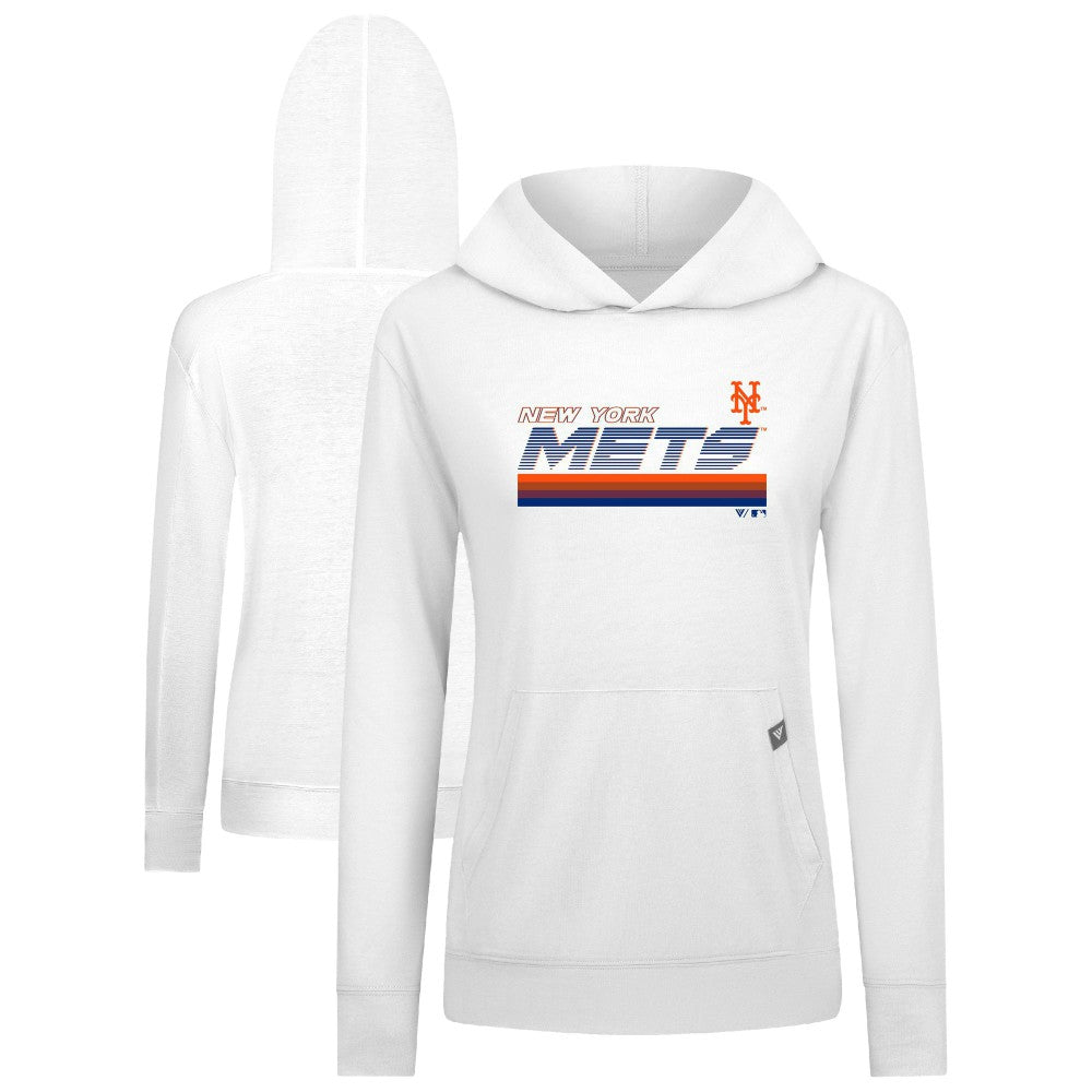 New York Mets Levelwear Women's Relay Breaker Pullover Hoodie - White - MLB Lifestyle