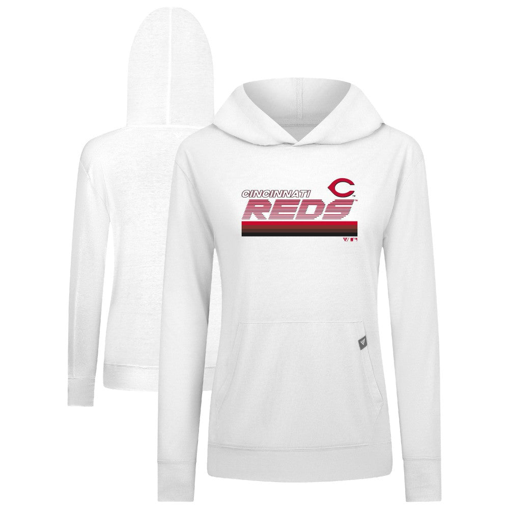 Cincinnati Reds Levelwear Women's Relay Breaker Pullover Hoodie - White - MLB Discount