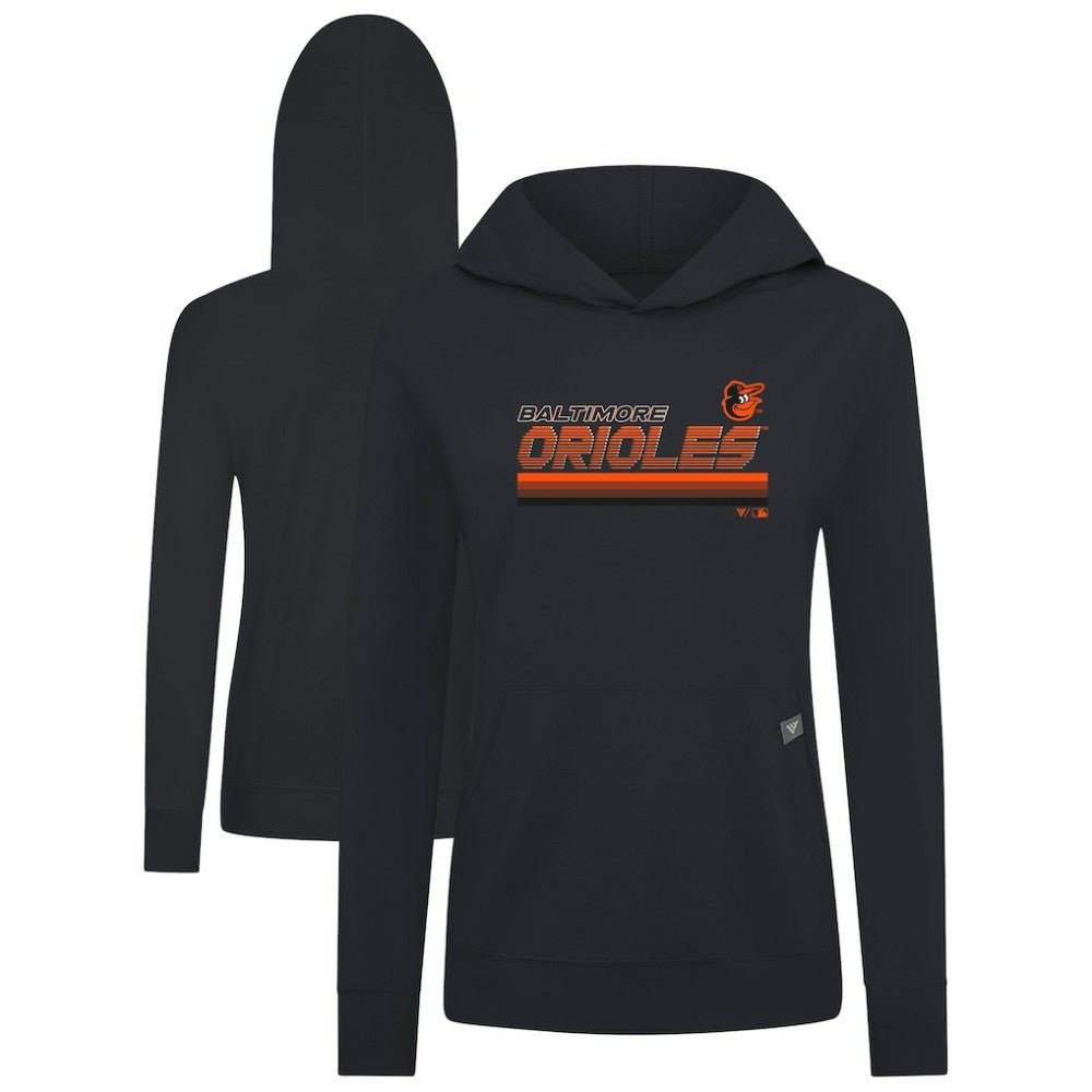 Baltimore Orioles Levelwear Women's Relay Breaker Pullover Hoodie - Black - MLB on Sale