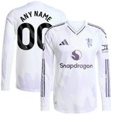 Manchester United 2025/26 Away Long Sleeve Custom Jersey White - Adidas
