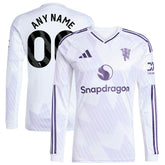 Manchester United 2025/26 Away Replica Long Sleeve Custom Jersey White - Adidas