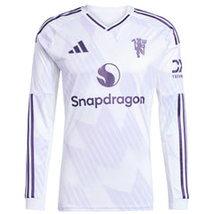 Manchester United 2025/26 Away Replica Long Sleeve Custom Jersey White - Adidas
