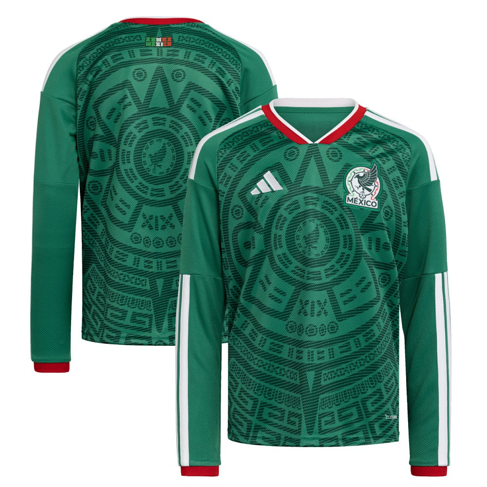 Mexico National Team Youth FIFA x World Cup 2026 Home Replica Long-Sleeve Jersey Green - Adidas for sale