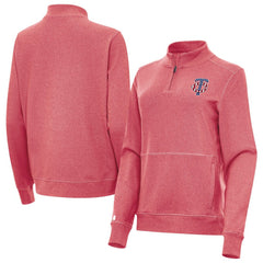 Minnesota Twins Antigua Women's Crush Stars and Stripes Team Logo Quarter-Zip Pullover Top - Heather Red - MLB Online