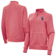 Colorado Rockies Antigua Women's Crush Stars and Stripes Team Logo Quarter-Zip Pullover Top - Heather Red - MLB on Sale