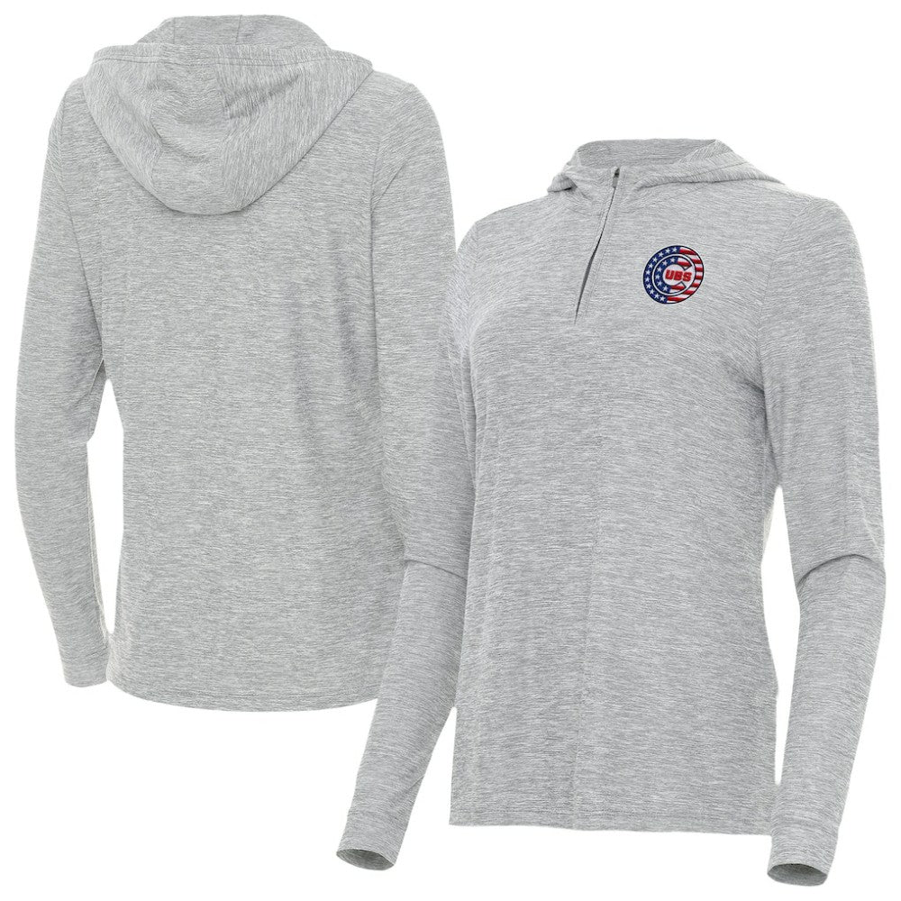 Chicago Cubs Antigua Women's Daybreak Quarter-Zip Hoodie - Heather Gray - MLB on Sale