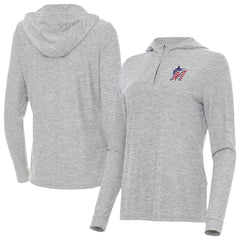 Miami Marlins Antigua Women's Daybreak Quarter-Zip Hoodie - Heather Gray - MLB Lifestyle