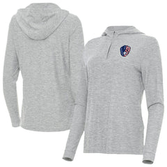 Milwaukee Brewers Antigua Women's Daybreak Quarter-Zip Hoodie - Heather Gray - MLB Discount