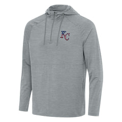 Kansas City Royals Antigua Spikes Stars and Stripes Team Logo Quarter-Zip Pullover Hoodie - Heather Gray - MLB Discount