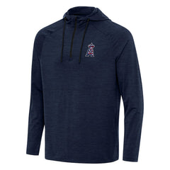 Los Angeles Angels Antigua Spikes Stars and Stripes Team Logo Quarter-Zip Pullover Hoodie - Heather Navy - MLB on Sale