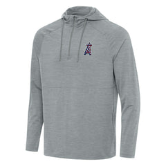 Los Angeles Angels Antigua Spikes Stars and Stripes Team Logo Quarter-Zip Pullover Hoodie - Heather Gray - MLB Discount