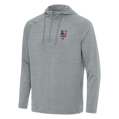 New York Mets Antigua Spikes Stars and Stripes Team Logo Quarter-Zip Pullover Hoodie - Heather Gray - MLB on Sale