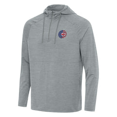 Chicago Cubs Antigua Spikes Stars and Stripes Team Logo Quarter-Zip Pullover Hoodie - Heather Gray - MLB Discount