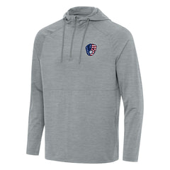 Milwaukee Brewers Antigua Spikes Stars and Stripes Team Logo Quarter-Zip Pullover Hoodie - Heather Gray - MLB Sale