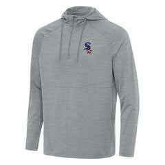 Chicago White Sox Antigua Spikes Stars and Stripes Team Logo Quarter-Zip Pullover Hoodie - Heather Gray - MLB Sale