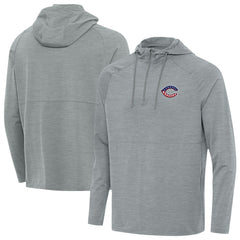 Cincinnati Reds Antigua Spikes Stars and Stripes Team Logo Quarter-Zip Pullover Hoodie - Heather Gray - MLB Lifestyle