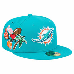 Miami Dolphins New Era Group Chat 59FIFTY Fitted Hat Aqua